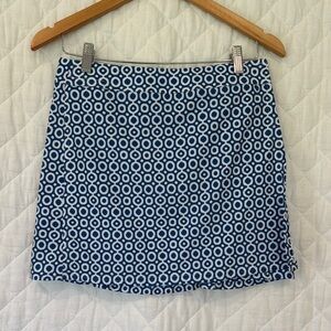 SWIM Wrap, Super color & fun, hidden pocket, 15” Blue Geometric Patterned Skirt